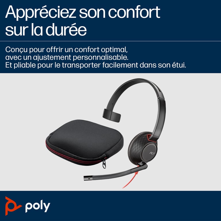 POLY Micro casque monaural USB C Blackwire 5210 + prise 3 5 mm + adaptateur USB CA Neuf - vue 2