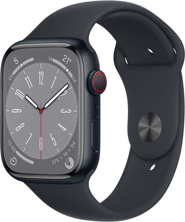 Apple Watch Series 8 OLED 45 mm - Boîtier en Aluminium Minuit - GPS + Cellular - Bracelet Sport - Mi