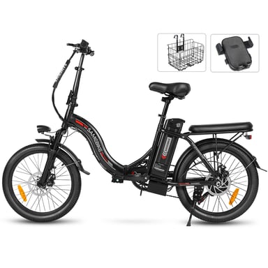 SAMEBIKE CY20 FT Bicicleta Eléctrica - Potencia 350W Batería 36V13AH Autonomía 35KM Freno de Disco Mecánico - Negro