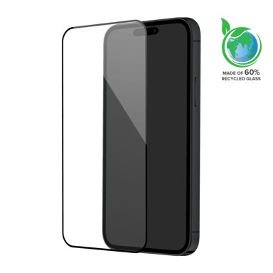 Protection d'écran en verre trempé (60% verre trempé recyclé) pour Apple iPhone 15 Pro, Noir