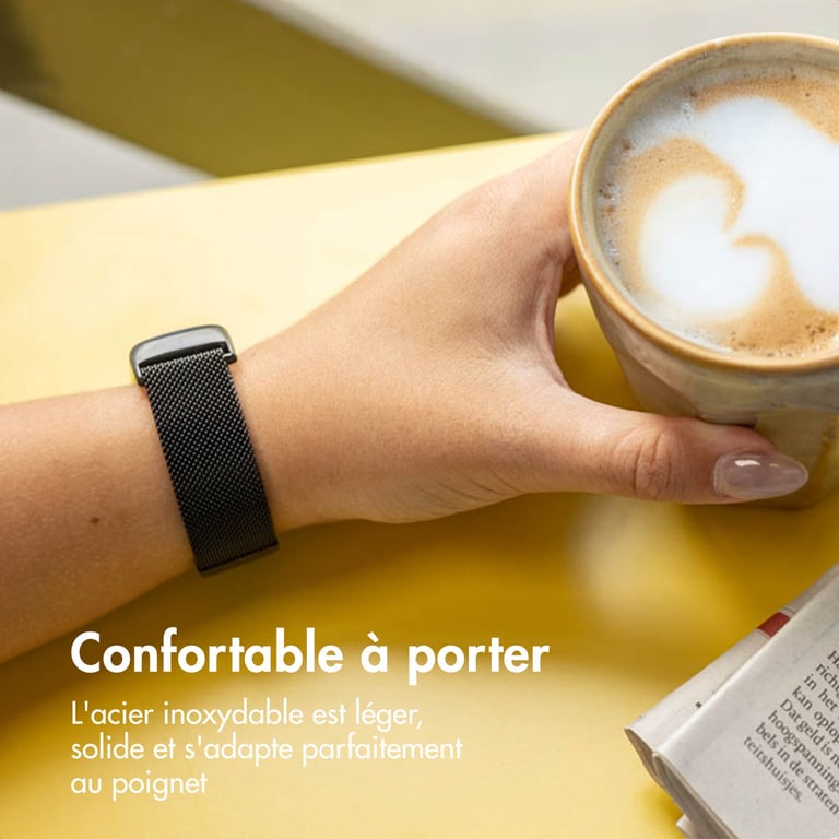 imoshion Bracelet magnétique milanais pour Fitbit Charge 5 - Taille S - Noir - Neuf