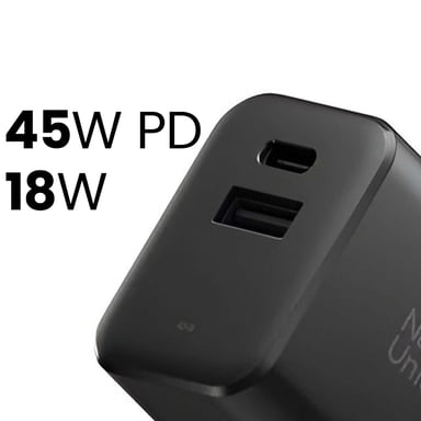 Caricatore da parete a doppia porta USB-C / USB-A GaN Power Delivery 45W
