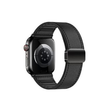 Correa de reloj Apple de cuero premium con hebilla magnética Black L
