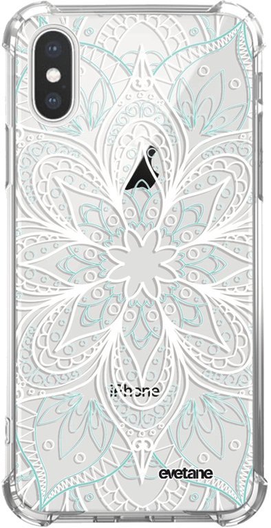 Evetane Coque Apple iPhone XlXs anti-choc souple angles renforcés transparente Motif Mandala Turquoi