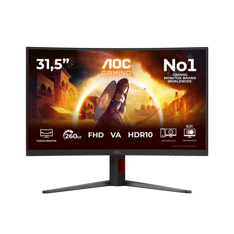 Écran PC AOC G4 C32G4Z 31 5 Full HD 260Hz VA Incurvé HDR10 Réglable Hauteur - vue 2