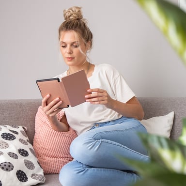 imoshion Étui de liseuse portefeuille Slim Soft pour Pocketbook Touch Lux 5 / HD 3 / Basic Lux 4 / Vivlio Lux 5 - Rose Doré