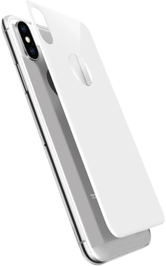 Protector trasero de cristal templado curvado de borde a borde (con protector de lente de cámara) para Apple iPhone X, Plata Blanco