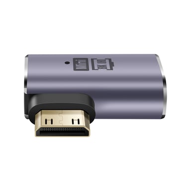 LinQ Adaptador de Video 8K UHD HDMI Hembra a Mini HDMI Macho Curvo a la Derecha Gris