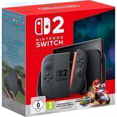 Pack Switch 2 & Mario Kart World - Consola de videojuegos portátil (7,9'') 256GB, Negro