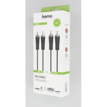 Hama 00205093 cavo audio 5 m 2 x RCA Nero