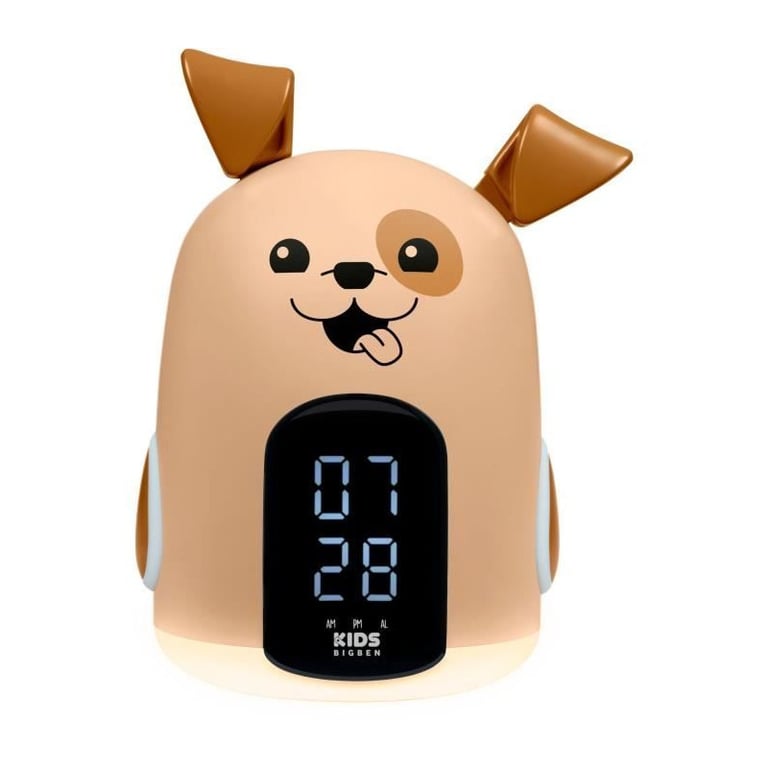 Réveil veilleuse - BIGBEN - Forme chien - Affichage LED, 3 mélodies, Intensité réglable, Alim. 230V - Neuf