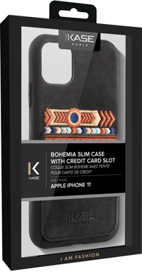 Bohemia Slim Case avec fente pour carte de crédit pour Apple iPhone 11, Noir olive