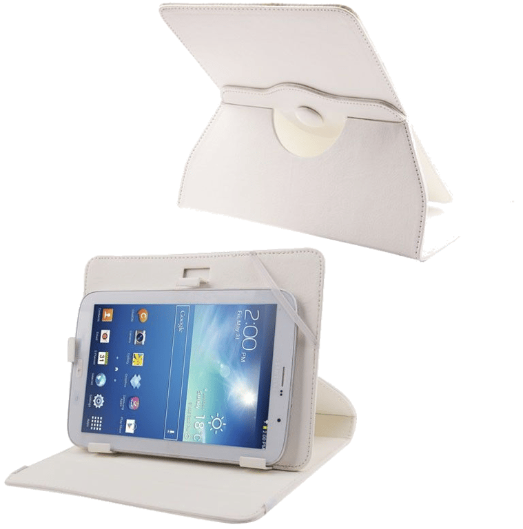 Housse Universelle Tablette Protection 8 Pouces Rotation 360° Simili Cuir Blanc Faux Cuir YONIS
