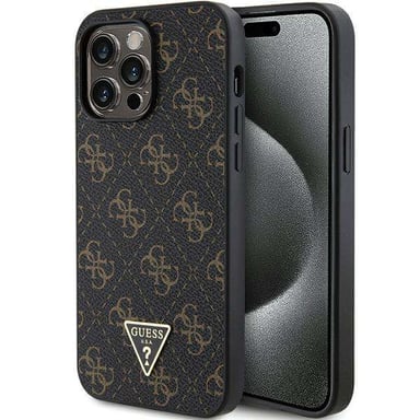 Custodia Guess per iPhone 15 Pro 6.1'' nero custodia rigida 4G Triangle Metal Logo