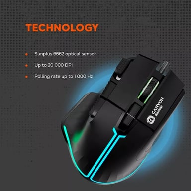 Canyon Fortnax GM-636 ratón Juego mano derecha USB tipo A Óptico 20000 DPI