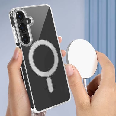 Custodia Crystal per Galaxy S25 Plus compatibile con MagSafe con bordi rialzati