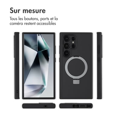 Accezz Coque Ring Stand avec MagSafe pour Samsung Galaxy S24 Ultra - Noir