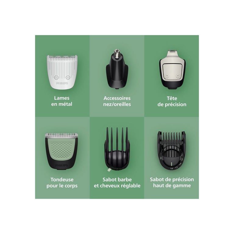 Philips Multigroom série 7000 Tondeuse tout en un 16 accessoires – tondeuse pour barbe cheveux et corps lames en métal auto affûtées 21 hauteurs de coupe 0 5 16 mm modèle MG793115 - vue 3