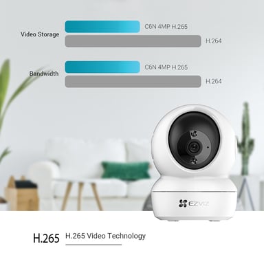 EZVIZ Camera Wifi Interieur C6N 4MP Motorisee P&T 360° 4MP/2K 2.4Ghz Suivi et Détection de mouvement Vision Nocturne 10m Suivi intelligent CS-C6N-D0-8B4WF
