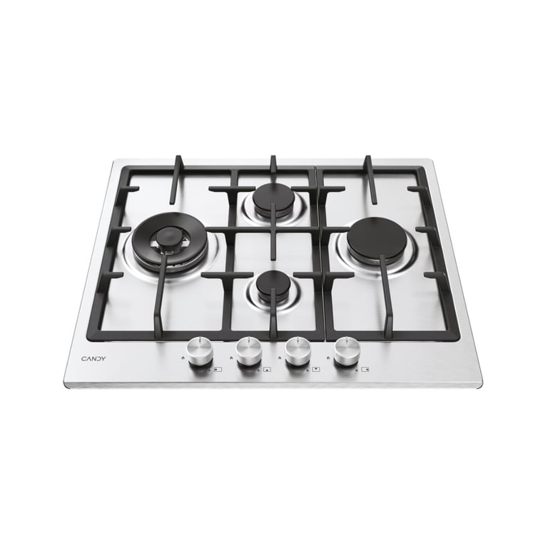 Candy Moderna CHG6D4WTX Cuisinière à gaz encastrable en acier inoxydable de 59,5 cm à 4 brûleurs - Neuf