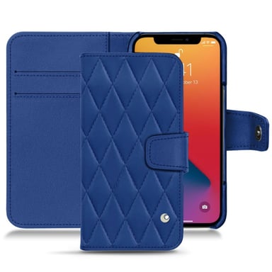 Housse cuir Apple iPhone 13 Pro Max -  - Bleu - Cuir lisse couture