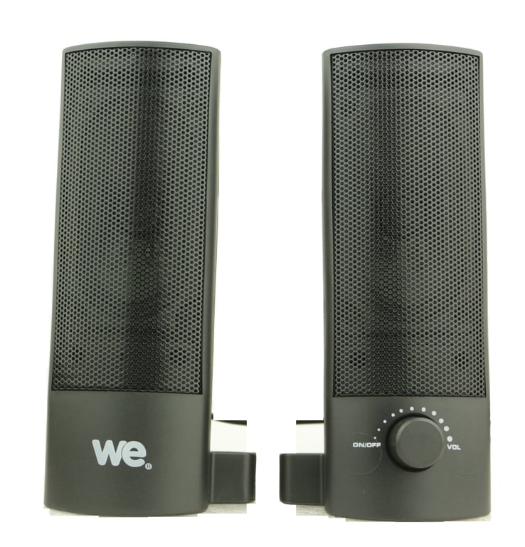 WE Pack d'Enceinte Barre de Son pour PC 2 x Modulable Equipé d'un Port USB Jack Stéréo 3 5mm avec un Interrupteur OnOff en Facade Neuf