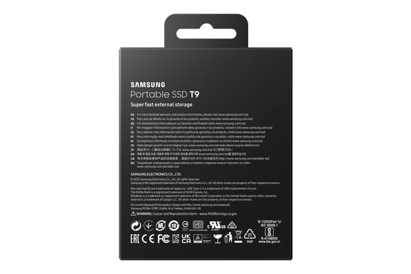 SSD EXT SAMSUNG T9 4Tb Negro USB Tipo C USB 3.2 Gen.2X2 / MU-PG4T0B/EU