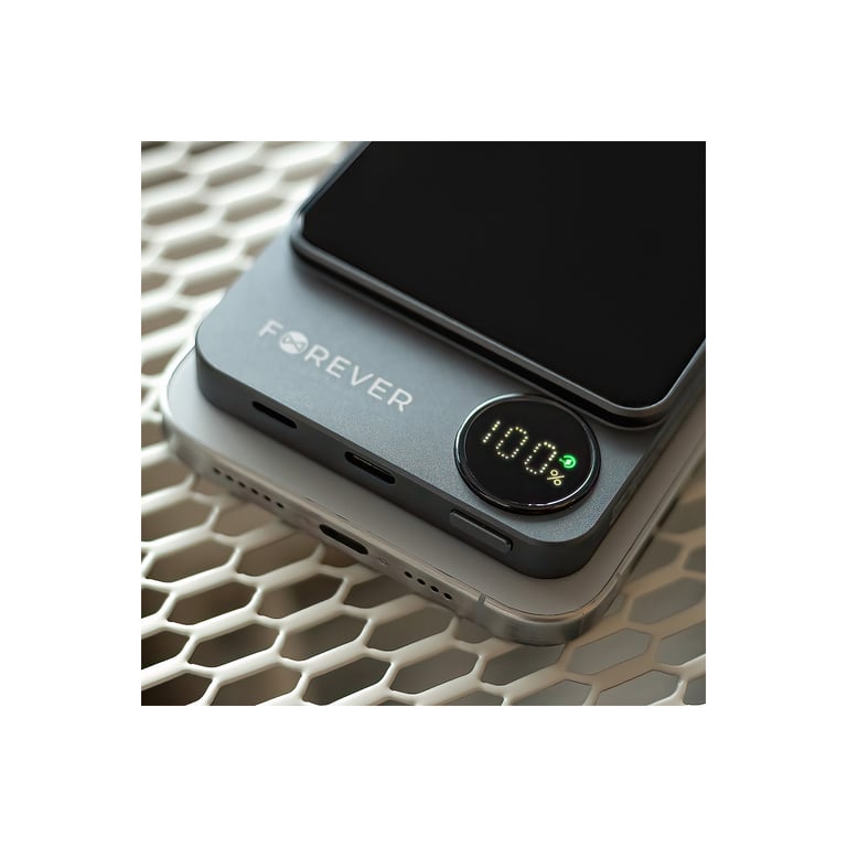 Batterie De Secours 5.000 Mah Magsafe Induction Out + Usb c In / Out Affichage Digital Forever Neuf - vue 2