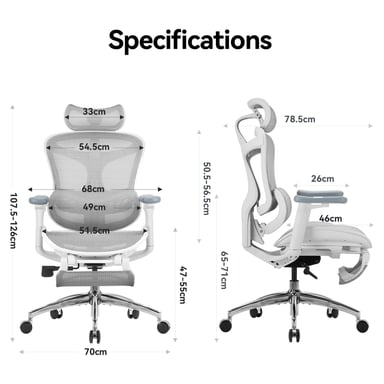 SIHOO Doro C300 Fauteuil de Bureau Ergonomique JT - Accoudoirs 3D, Soutien Lombaire Auto-ajustable, Mécanisme à Bascule - Dossier en Maille - 3 Positions d'Inclinaison - Blanc