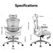SIHOO Doro C300 Fauteuil de Bureau Ergonomique JT - Accoudoirs 3D, Soutien Lombaire Auto-ajustable, Mécanisme à Bascule - Dossier en Maille - 3 Positions d'Inclinaison - Blanc