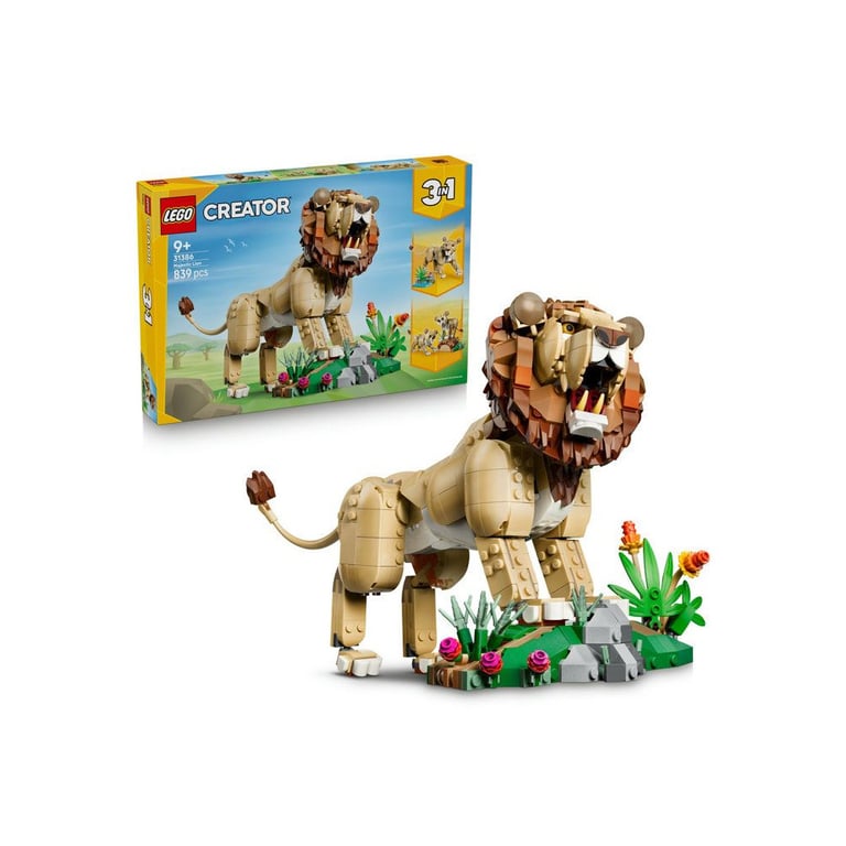 Jeu de construction LEGO Creator 3-en-1 31386 Lion Majestueux 839 pièces Animaux sauvages Noir - Neuf