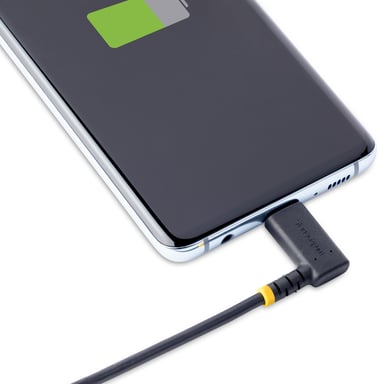 StarTech.com Cable 30cm USB C Acodado - en Ángulo Recto - PD 60W - 3A - Cable USB-C de Carga Rápida - de Alta Resistencia - USB 2.0 Tipo C - Fibra de
