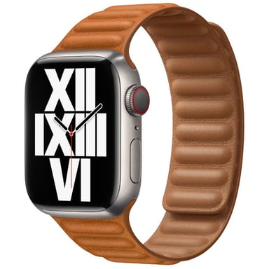 Leather Link pour l'Apple Watch Series 1-9 / SE - 38/40/41 mm / Series 10 - 42 mm - Taille S/M - Golden Brown