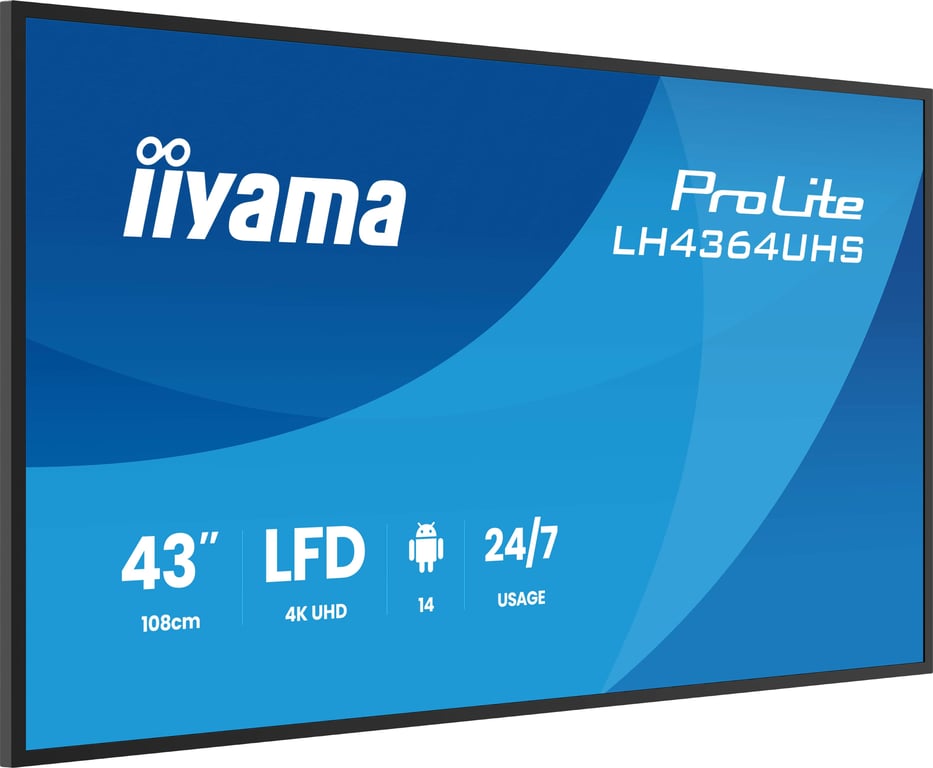 iiyama ProLite LH4364UHS B1AG Classe de diagonale 43 42.5 visualisable écran LCD rétro éclairé par LED signalisation numérique avec lecteur multimédia SoC intégré 4K UHD 3840... - vue 4