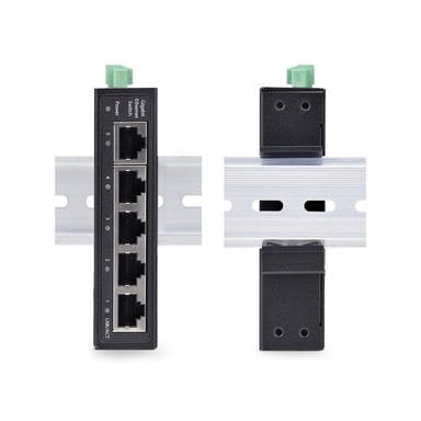 StarTech.com Switch di Rete Industriale non gestito a 5 porte 100/1000 Ethernet montaggio su guida DIN/parete Switch Gigabit IP30 robusto -40 - 75&degC 960V CC TAA (UNMANAGED SWITCH 5-PORT TAA - - 10/100/1000MBPS FANLESS IP30)