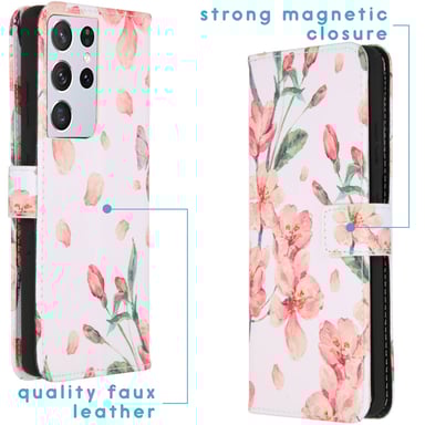 imoshion Design Softcase Bookcase pour Samsung Galaxy S21 Ultra - Blossom Watercolor