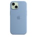 Coque en silicone avec MagSafe pour iPhone 15 Bleu d hiver