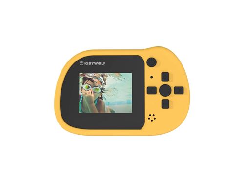Fotocamera per bambini Kidycam gialla - Impermeabile, Memoria da 16 GB, 8MP, Video 1080p, Effetti Divertenti
