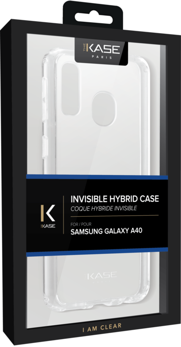 Coque hybride invisible pour Samsung Galaxy A40 2019, Transparente