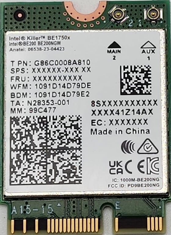 Intel Killer Wi Fi 7 BE1750 Interne WLAN / Bluetooth 5800 Mbit/ Neuf