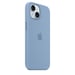 Coque en silicone avec MagSafe pour iPhone 15 Bleu d hiver