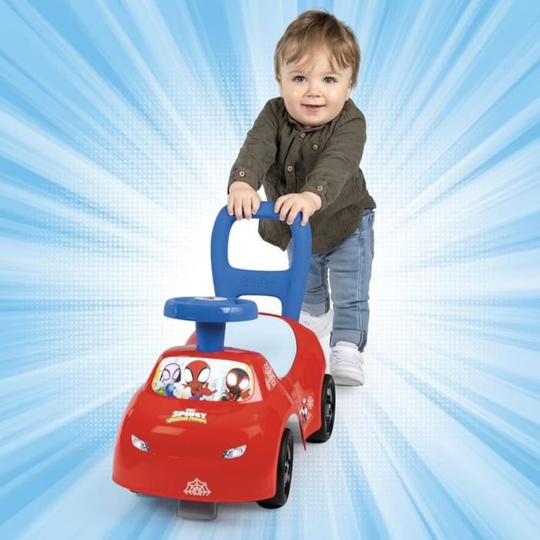 Smoby Porteur Auto Enfant 2 En 1 - Spidey - C Sous La Selle - Des 10 Mois - Fabrication Française Rouge pour garçon - vue 7
