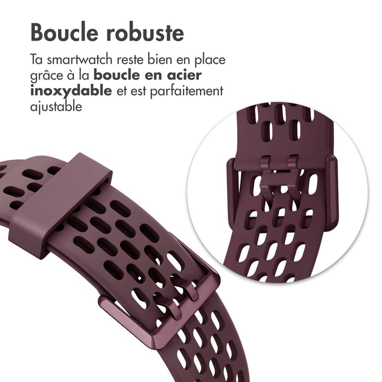 imoshion Bracelet de sport en silicone avec trous pour Fitbit Charge 5 / Charge 6 - Rouge Foncé - Neuf