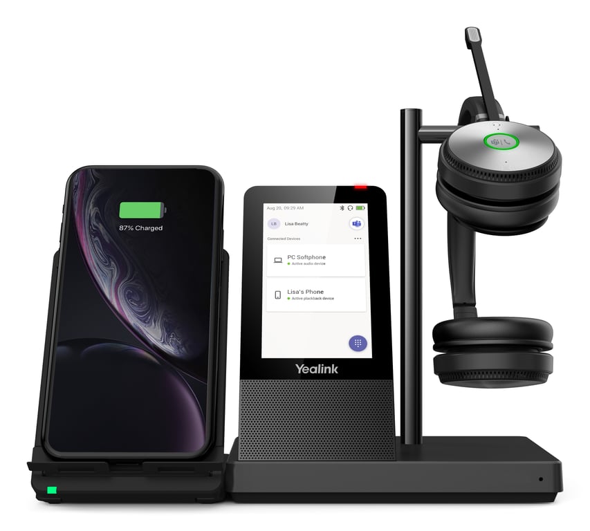 Yealink Wh66 Dual Teams Systèmes De Conférences Audio Personnelle Sans Fil Arceau Bureau/Centre D'Appels Usb Type-A Bluetooth Socle De Chargement Noir