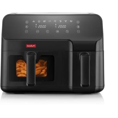 Friteuse à air double compartiment BODUM MELIOR 3,2 L + 5,1 L 2700 W Noir 200°C, commande électronique numérique, 8 programmes, minuteur 0-60 min