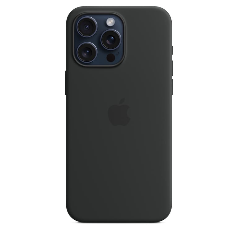 Funda de silicona con MagSafe para iPhone 15 Pro Max Negro