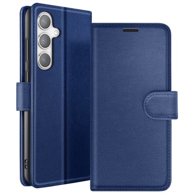 Étui Portefeuille pour Galaxy S24 Plus avec Support et Languette Magnétique Bleu nuit