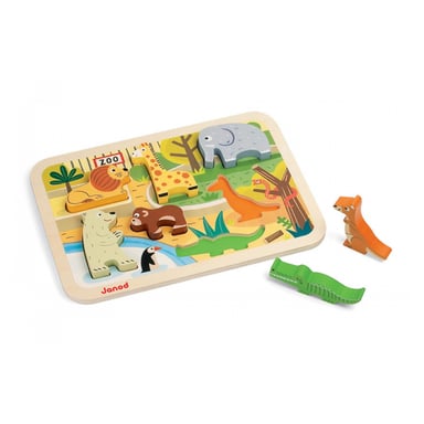 Puzzle de madera Chunky Zoo - Aprendizaje divertido para niños