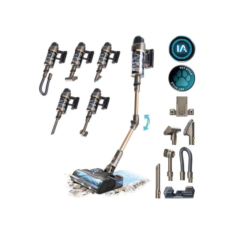 Aspirateur balai sans fil Cecotec Conga Rockstar RX90 AI AquaPet Flex 350 aWet 850 W Jusqu'à 100 min 180 m² Or - Neuf