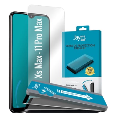 JAYM - Verre de Protection Premium pour Apple iPhone XS Max - Apple iPhone 11 Pro Max - Plat 2.5D - Garanti à Vie Renforcé 9H Ultra Résistant Qualité supérieure Asahi - Applicateur sur Mesure Inclus